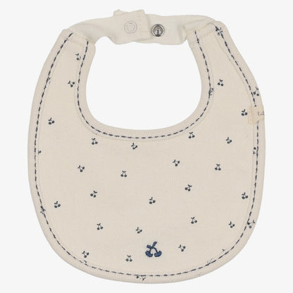 Cherry Pointelle Bib - Cream &amp; Blue