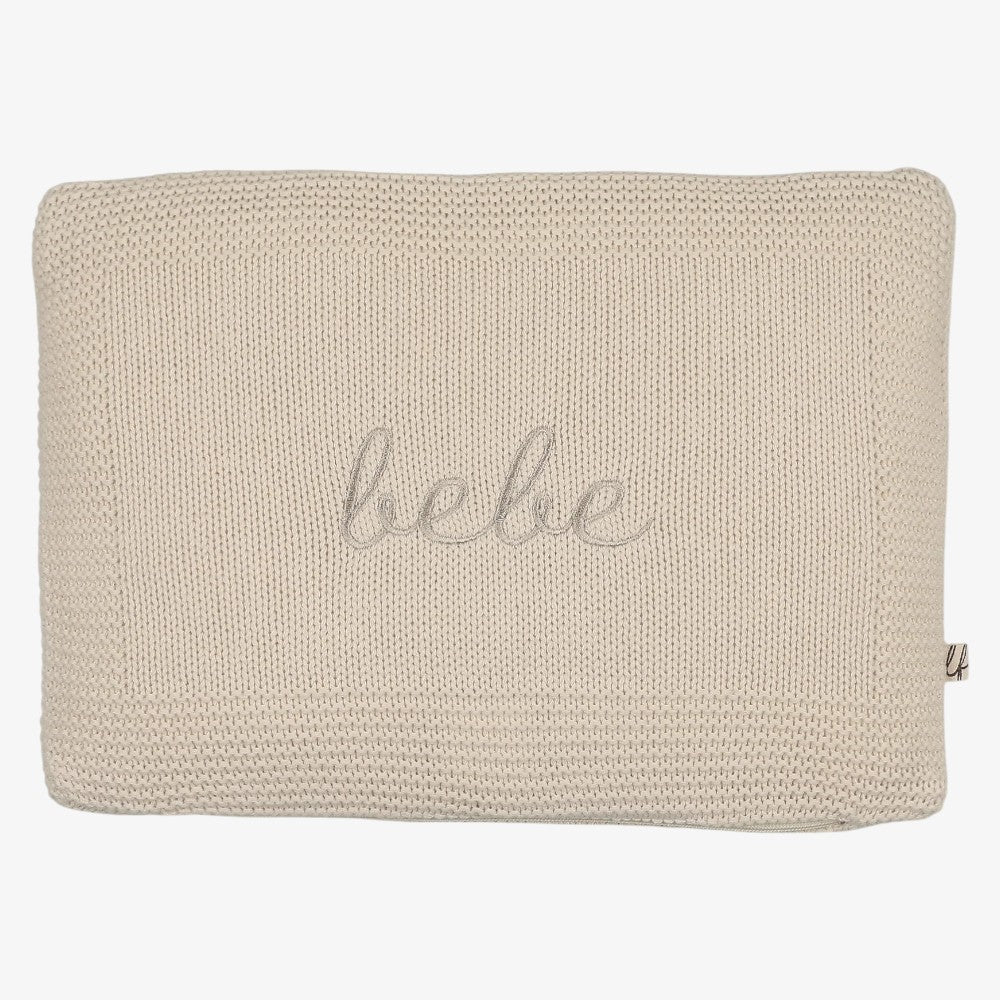 Bebe Embroidered Knit Pillow - Natural &amp; Beige
