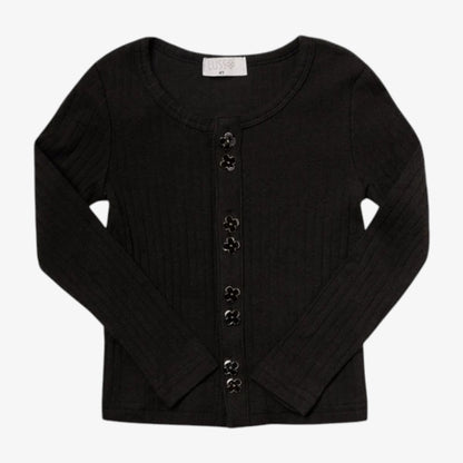 Pointelle Cardigan - Black