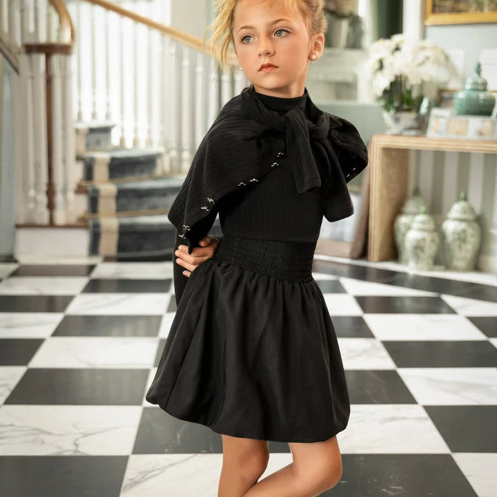 Smocked Bubble Skirt - Black
