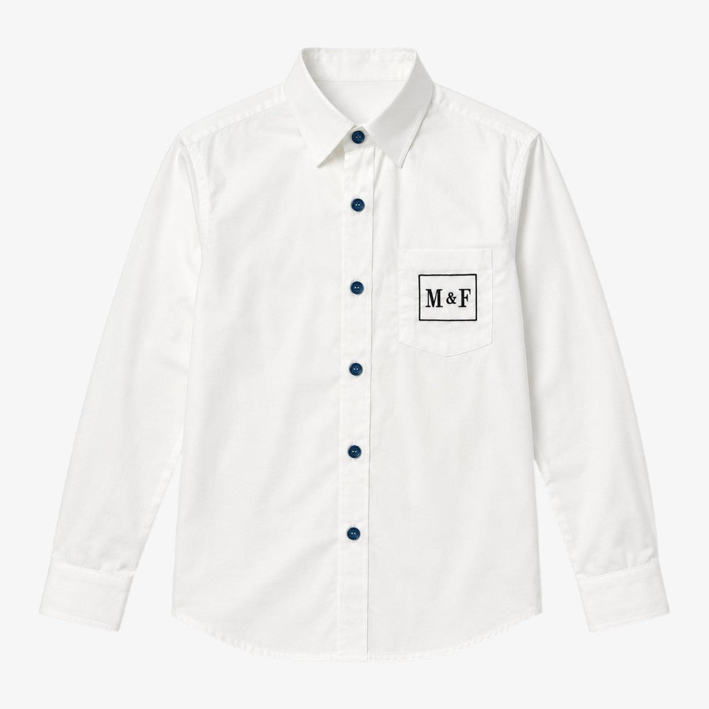 Shirt - White & Blue