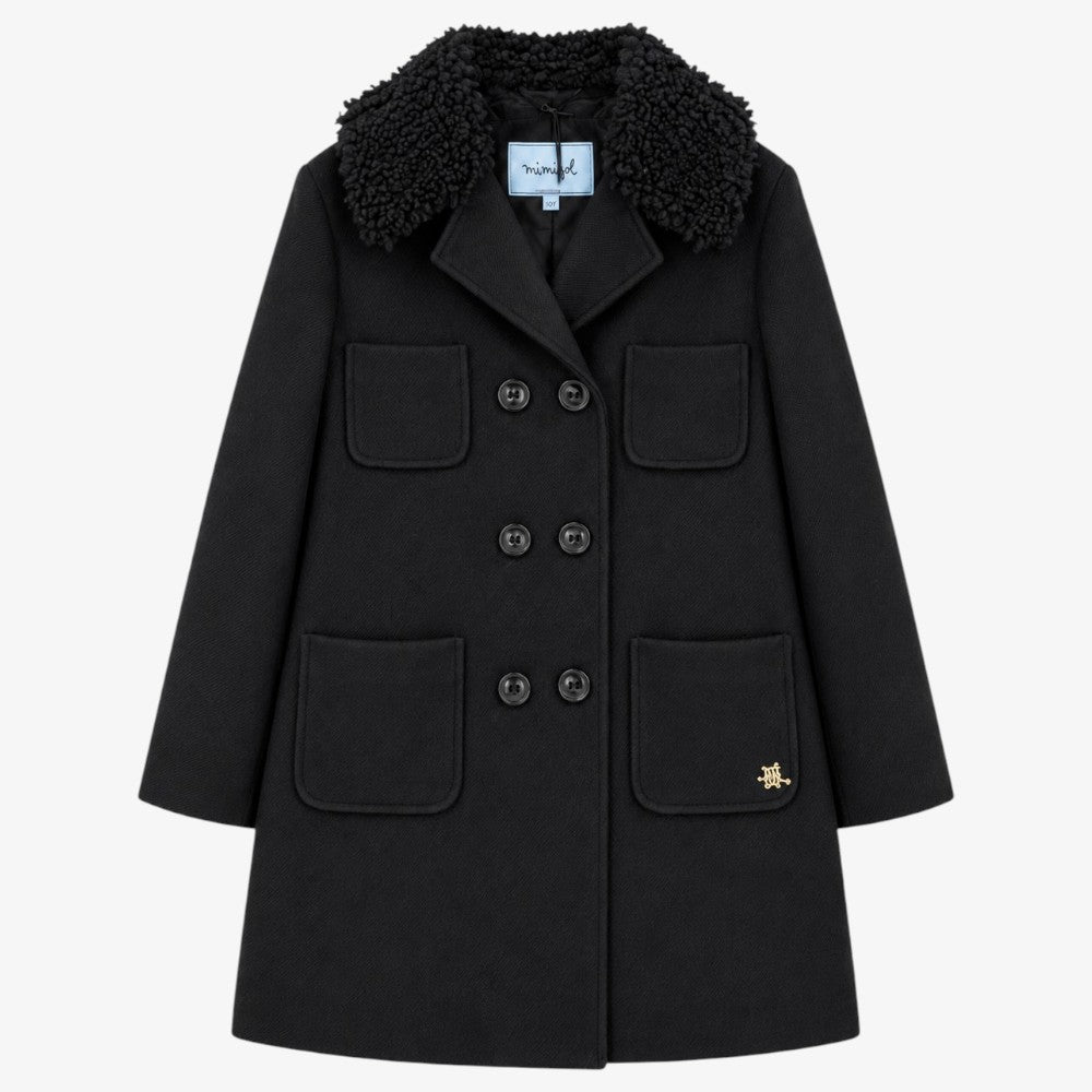 Teddy Collar Coat - Black