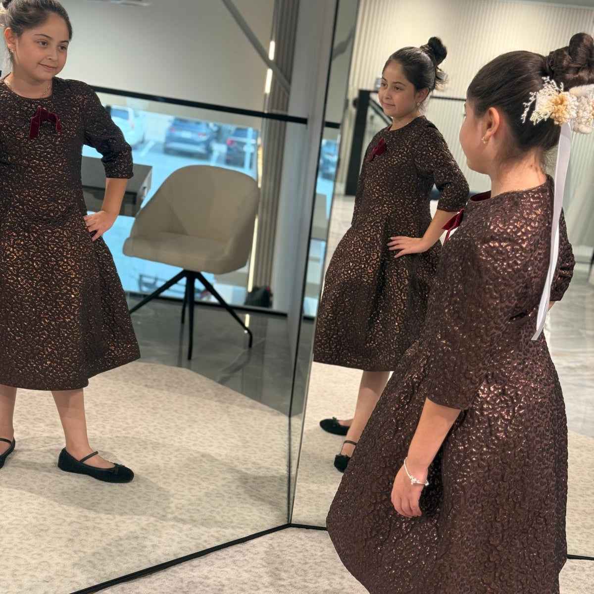 Jacquard Dress - Brown