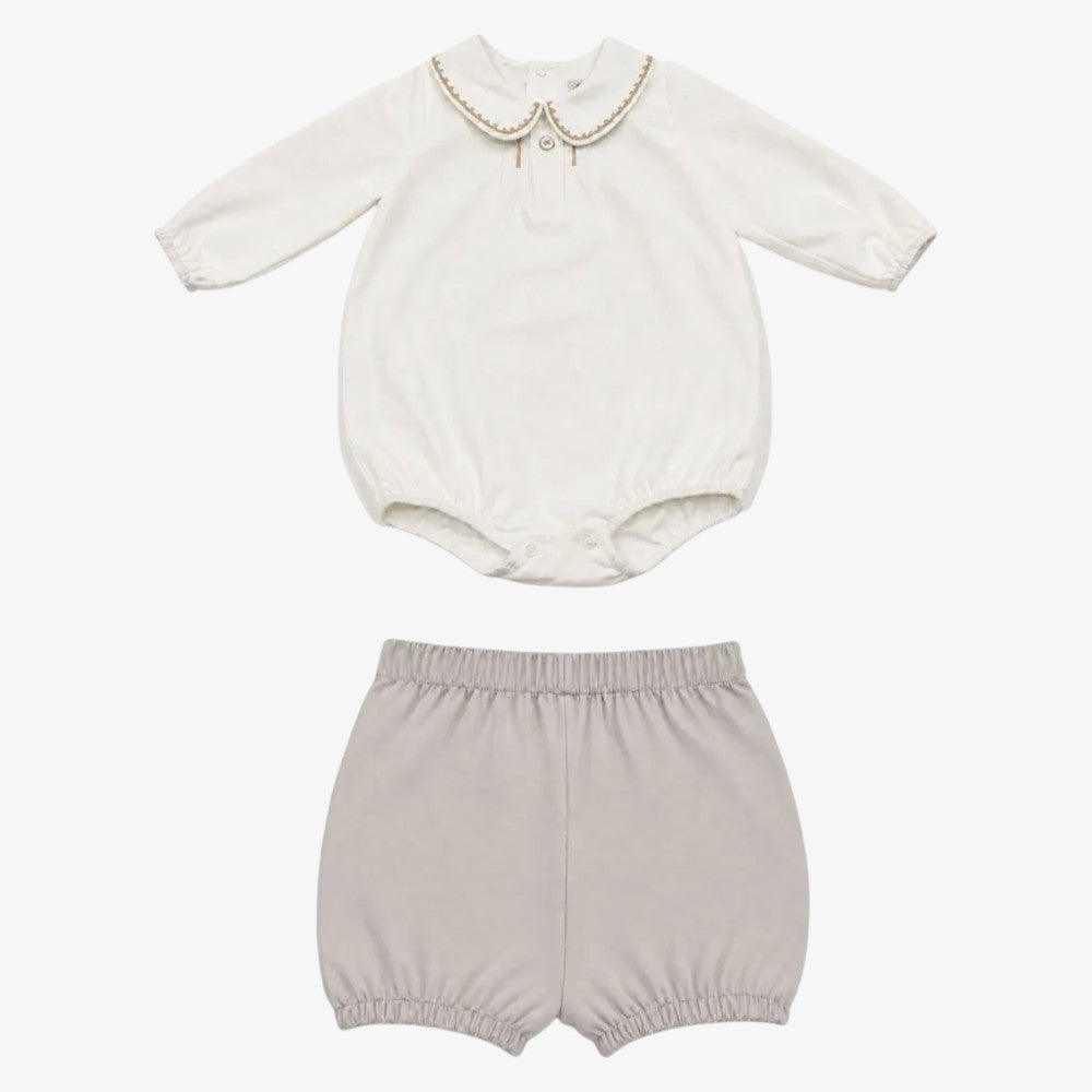 Blubble Top And Romper - Taupe