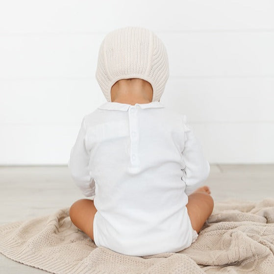 Chunky Knit Bonnet - Natural White