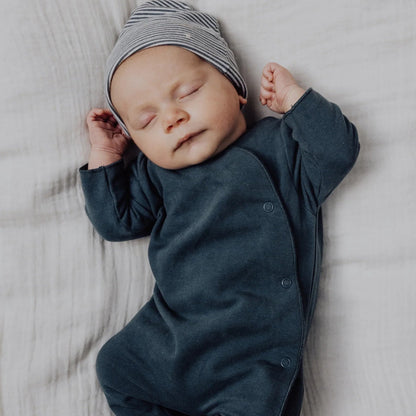 Beanie - Blue Grey &amp; Cream
