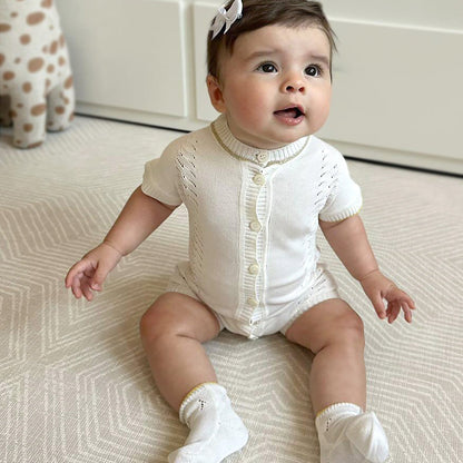 Romper + Hat + Socks+ Blanket - Off White