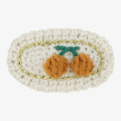 Stitched Cherry Clip 2 pack - White