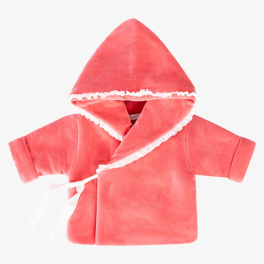 Jacket And Bonnet - Coral & Ivory