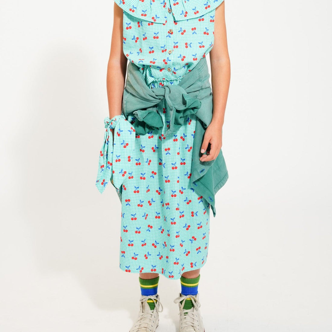 Checked Midi Skirt - Red&white