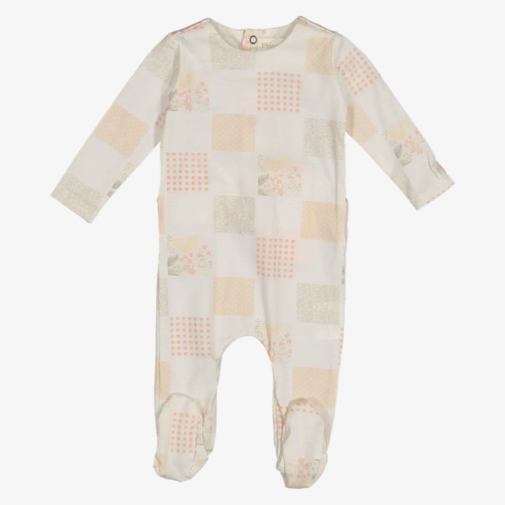 Oubon Patchwork Footie & Hat - Pink Oubon Patchwork Footie & Hat - Pink