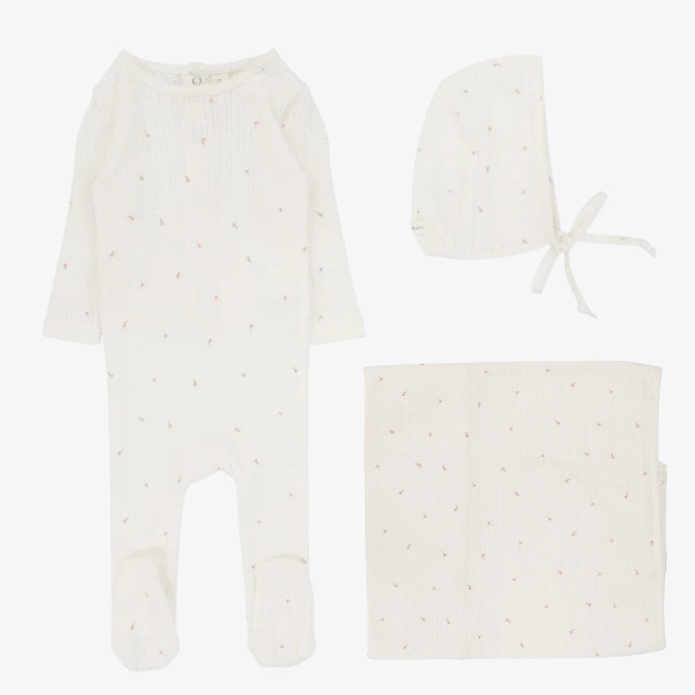 Printed Pointelle Take Me Home Set - Cream Floral