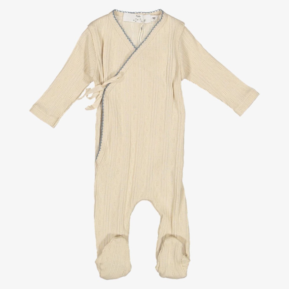 Wrap Footie - Cream &amp; Blue