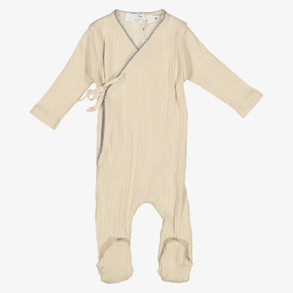 Wrap Footie - Cream &amp; Blue