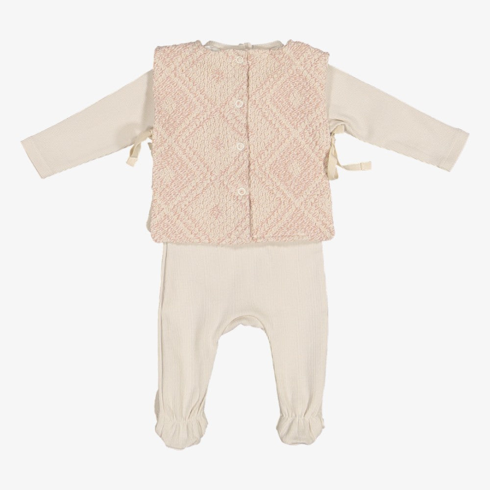 Diamond Footie And Vest - Pink