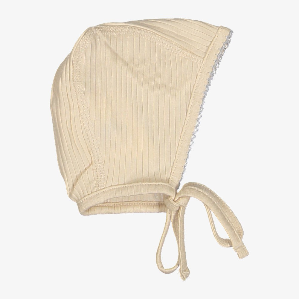 Ribbed Bonnet - Cream &amp; Blue