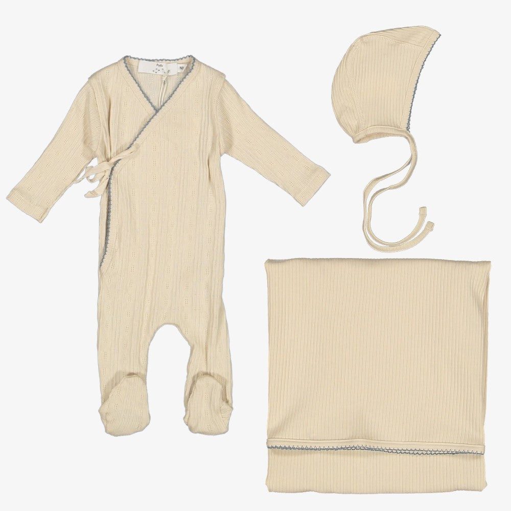 Wrap Take Me Home Set - Cream &amp; Blue