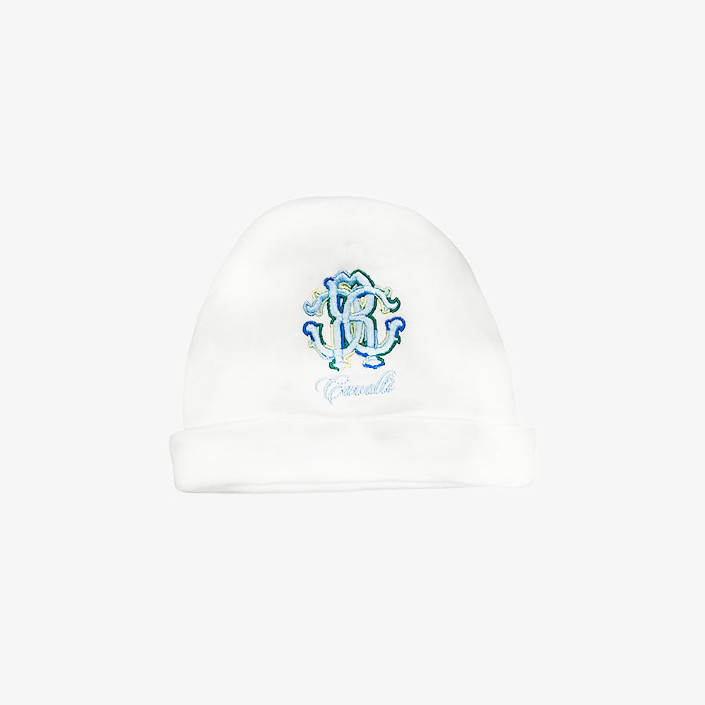 Logo Footie With Hat And Bib - White