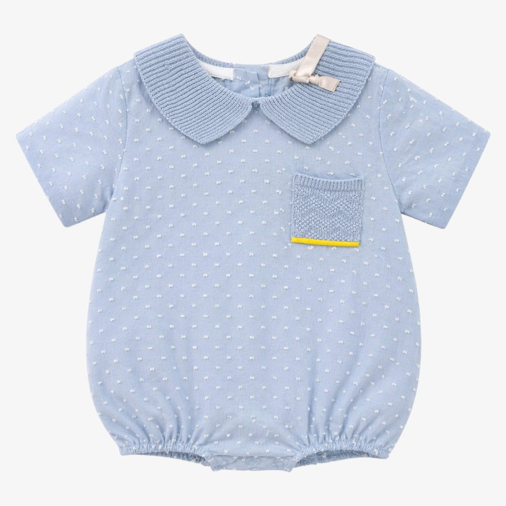 Lace Collar Romper - Sky Blue