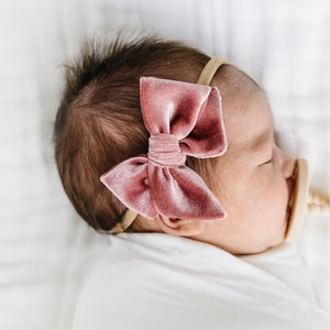 Velvet Bow Headband - Rose