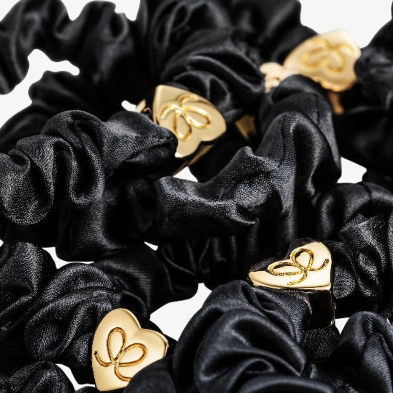Blubelle Silk Scrunchie Gold Heart - Black