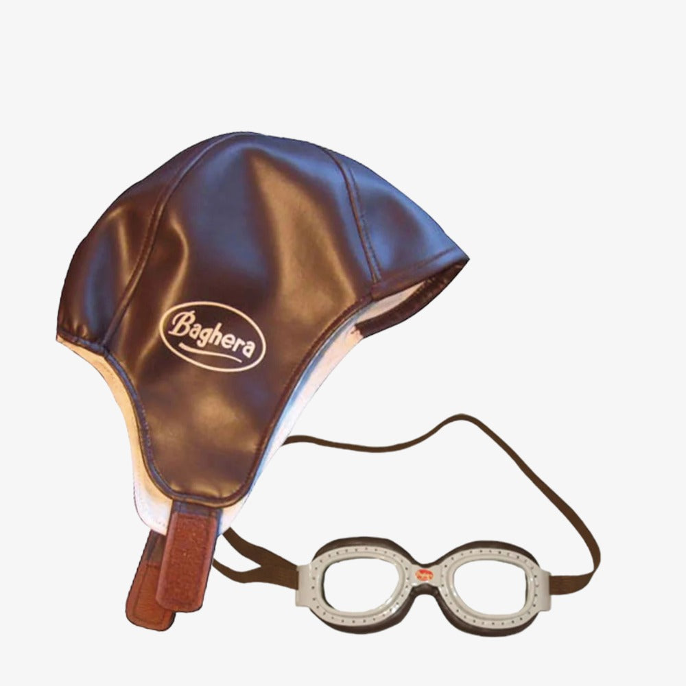 Racing Set  Cap And Goggles  - Brown