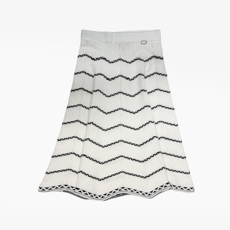 Long Skirt - White-black