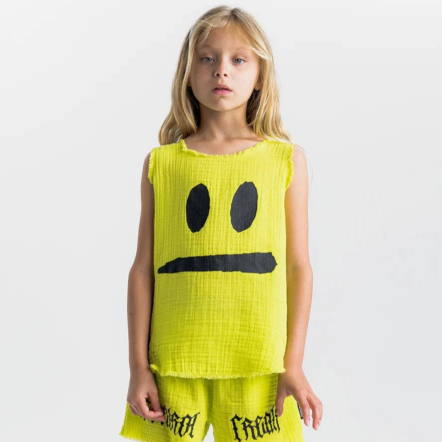 Smirk Muslin Tank Top - Hot Lime