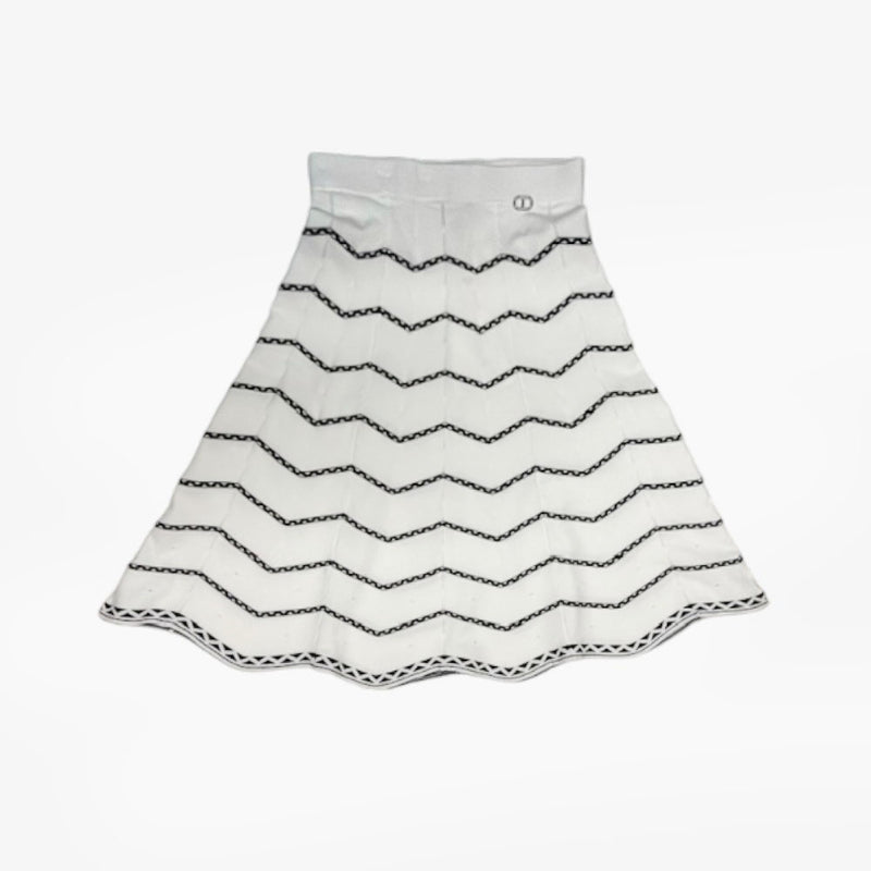 Long Skirt - White-black