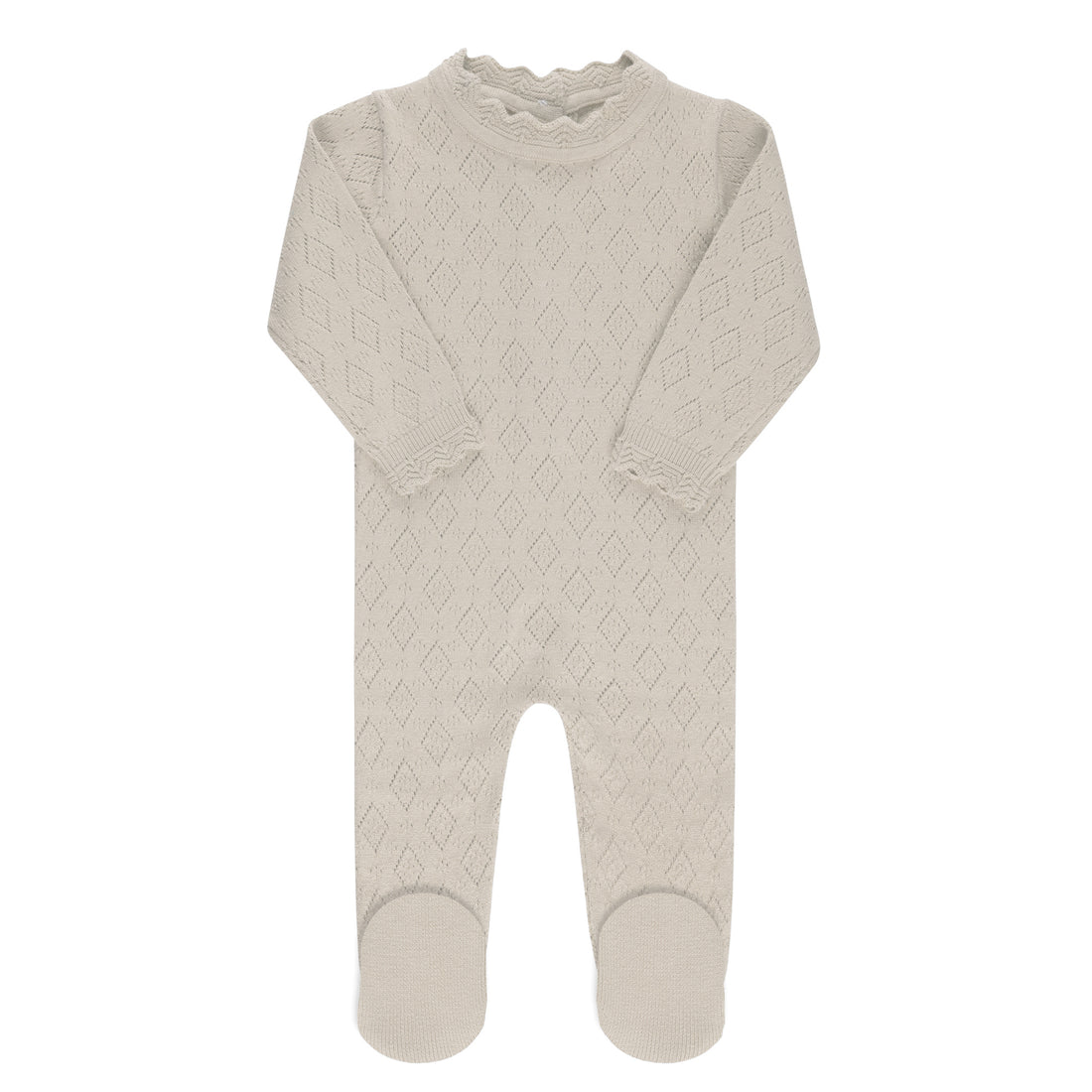 Pointelle Knit Footie - Tan