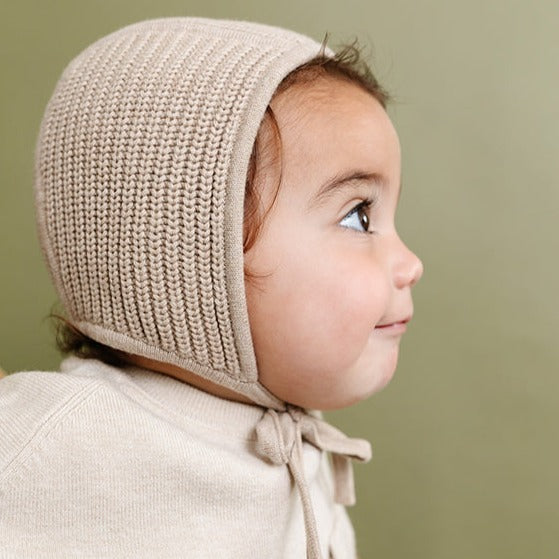 Chunky Knit Bonnet - Taupe