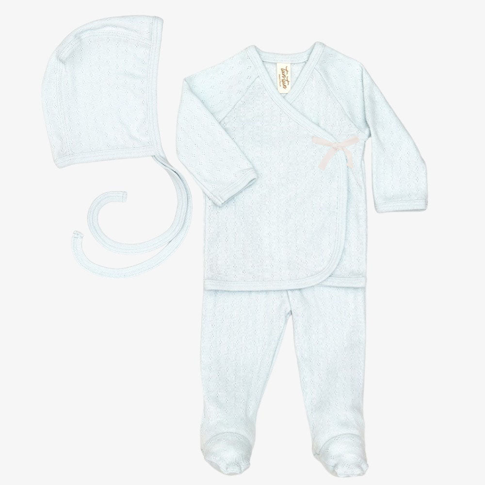 Pointelle Kimono Set - Light Blue