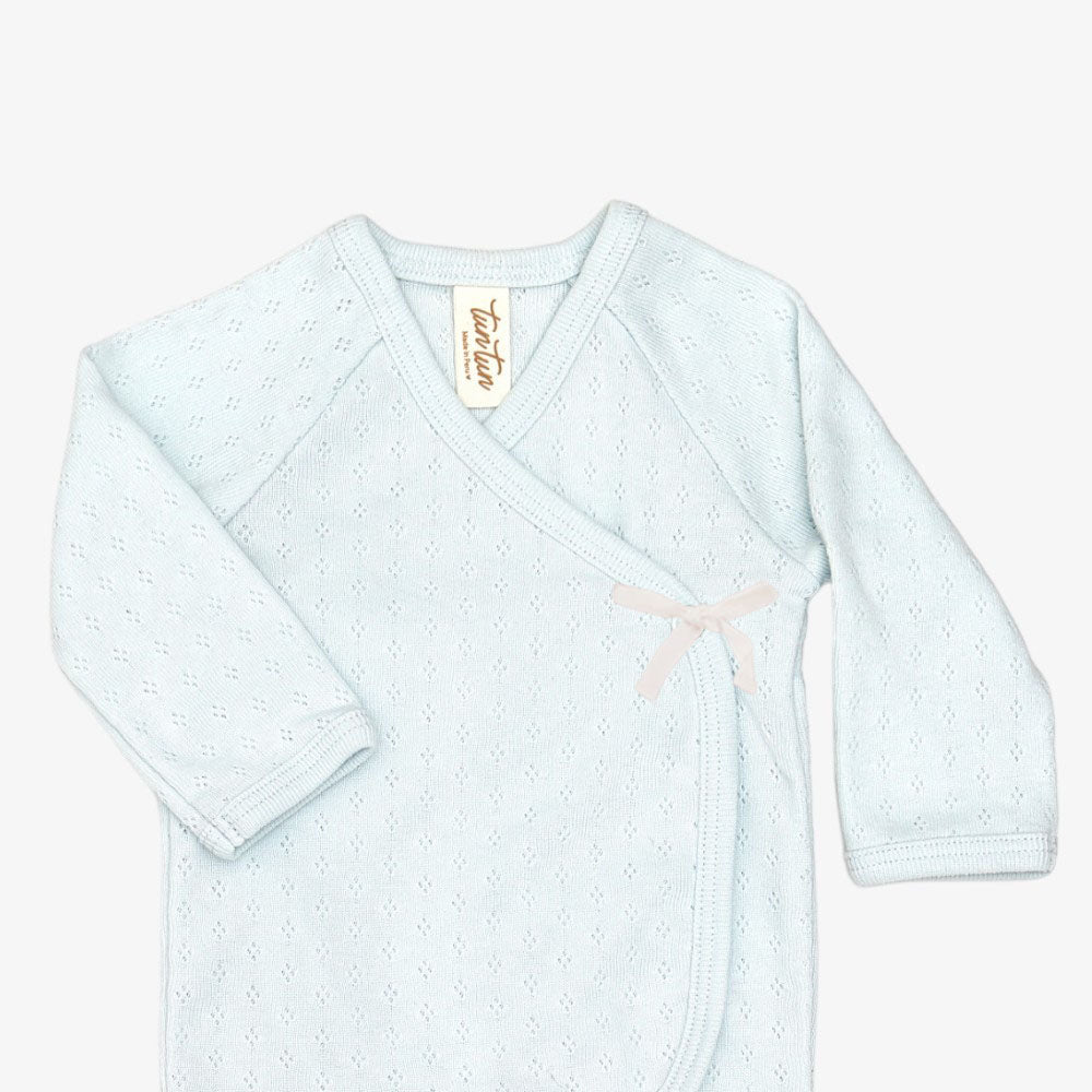 Pointelle Kimono Set - Light Blue