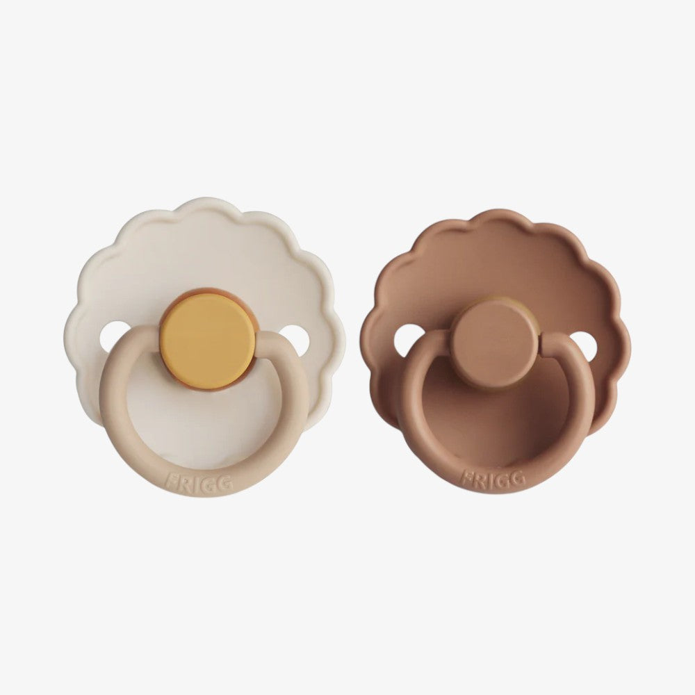 Daisy Silicone Pacifier Clip 2 Pack - Chamomile &amp; Peach Br