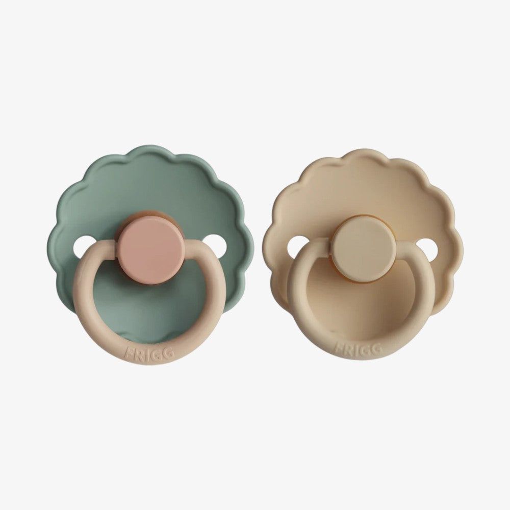 Daisy Silicone Pacifier Clip 2 Pack - Willow &amp; Croissant