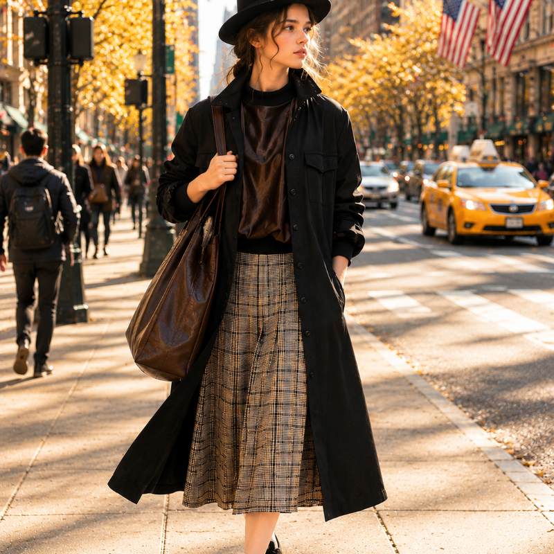 Skirt - Beige Plaid