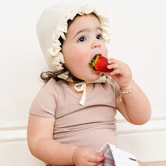 Ruffled Cotton Bonnet - Ivory