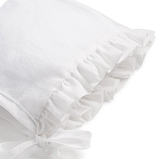 Ruffled Cotton Bonnet - White