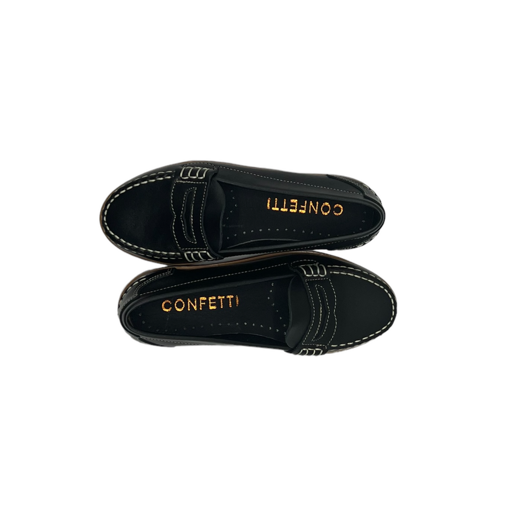 Confetti Penny Loafers - Black Napa Leather