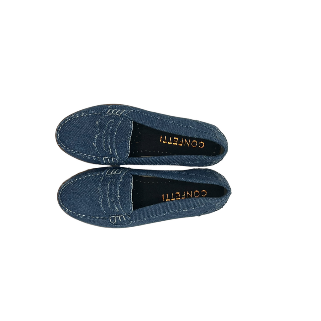 Confetti Penny Loafers - Denim Leather