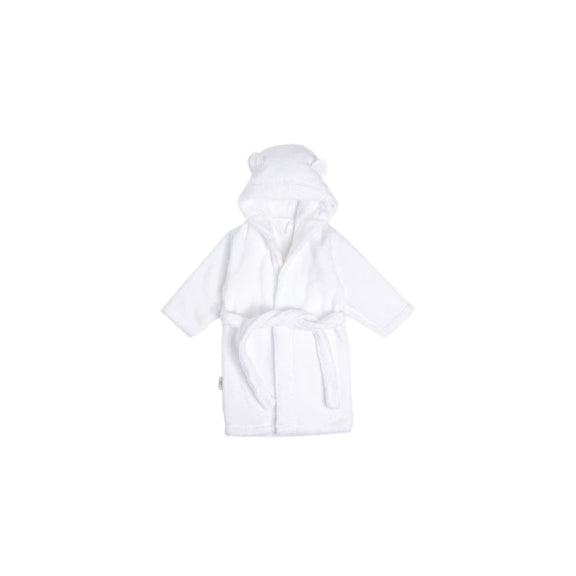Natemia Organic Cotton Hooded Robe - White