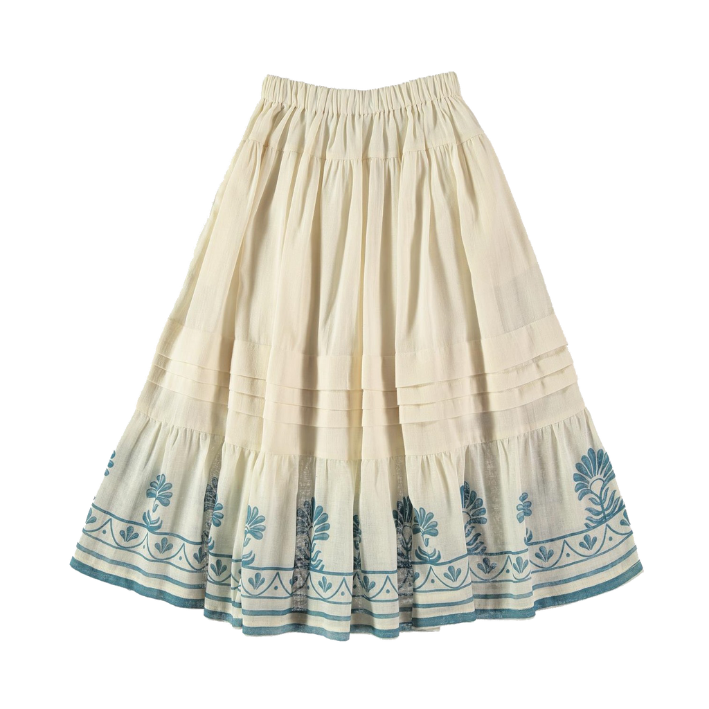 Belle Chiara Chloris Skirt - Ecru/blue