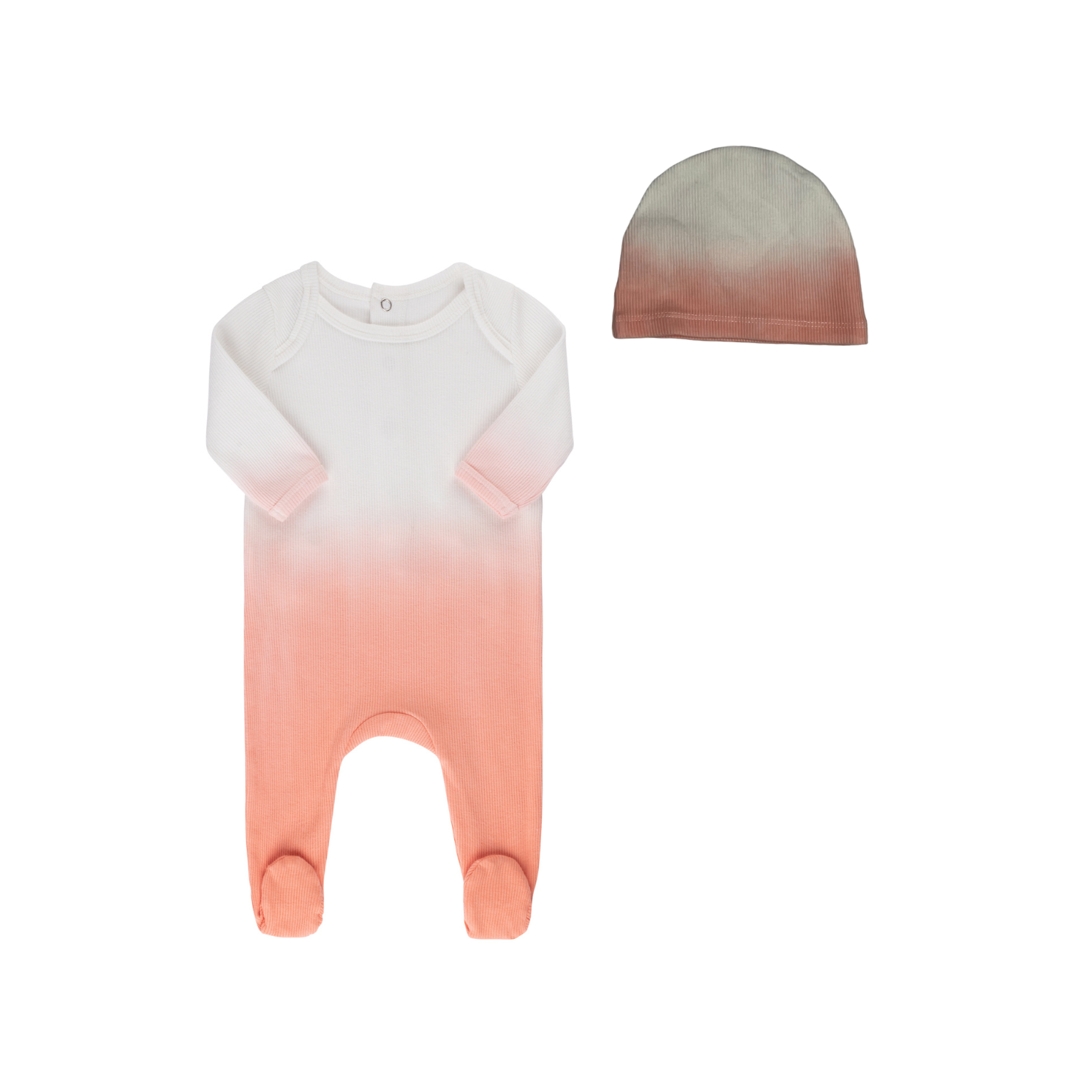 Tricot Ombre Footie And Hat - Salmon