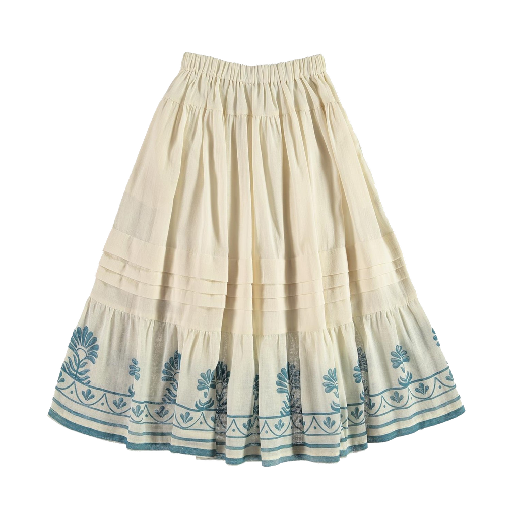 Belle Chiara Chloris Skirt - Ecru/blue