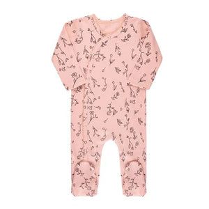 Floral Waffle Footie - Blush