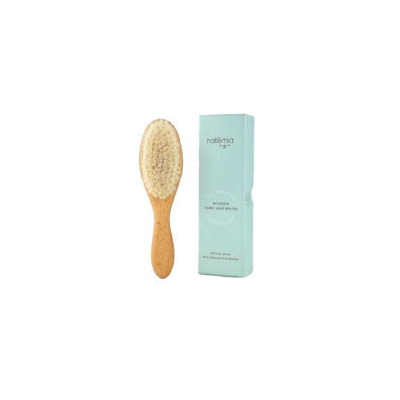 Natemia Wooden Baby Hair Brush With Natural Bristles - N/a