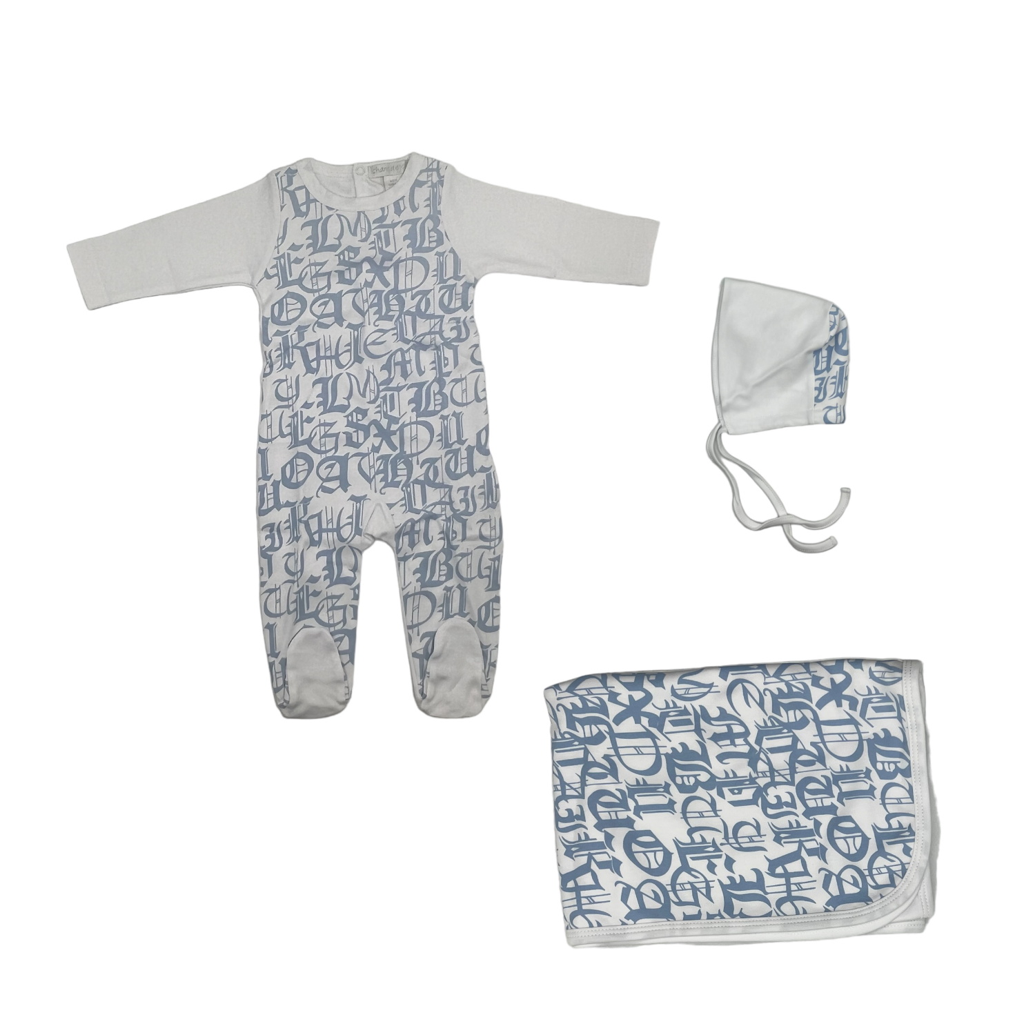 Printed Take Me Home Set - White/new Blue