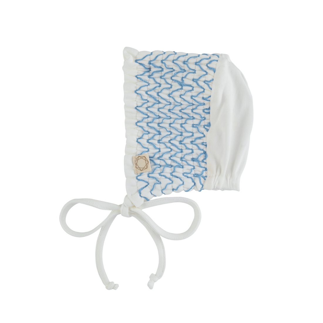 Smocked Bonnet - White/light Blue