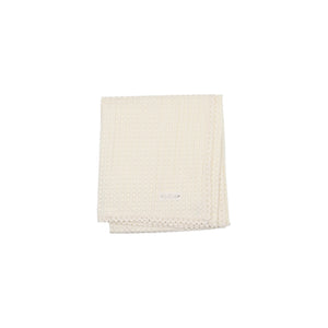 Peluche Waffle Blanket With Lace Trim - Cream