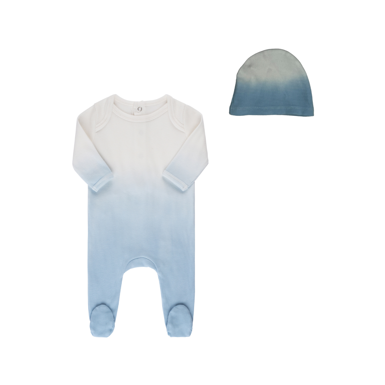 Tricot Ombre Footie And Hat - Sky